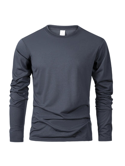 Spring Autumn Men‘s T-shirts Long Sleeve Casual Tops Solid Color High Quality Black T-Shirt Classic Men Clothing - BOC-WEAR