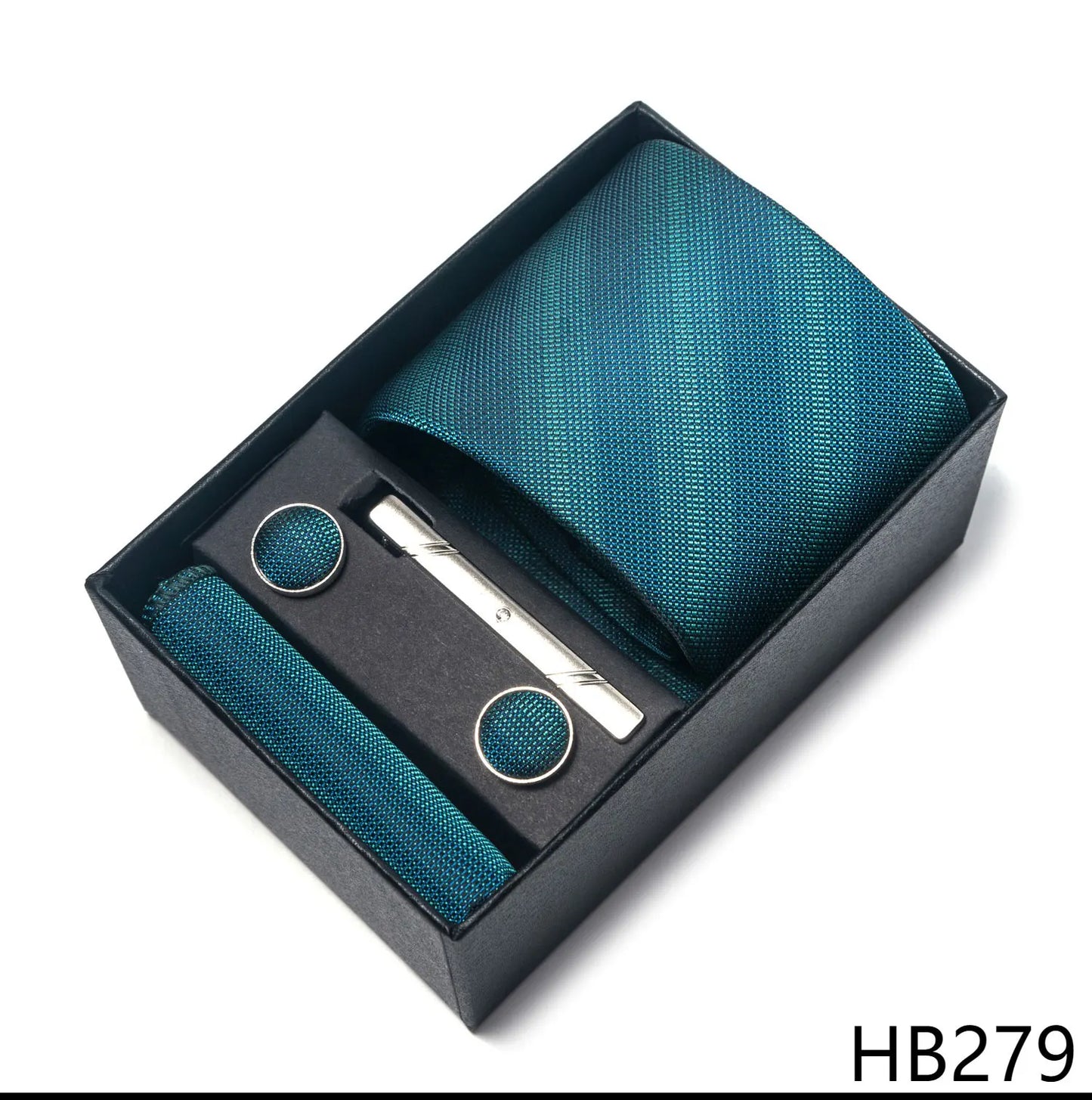 Premium Men's Tie Gift Set - 8cm Silk Necktie with Pocket Square, Cufflinks & Tie Clip - BOC-WEAR