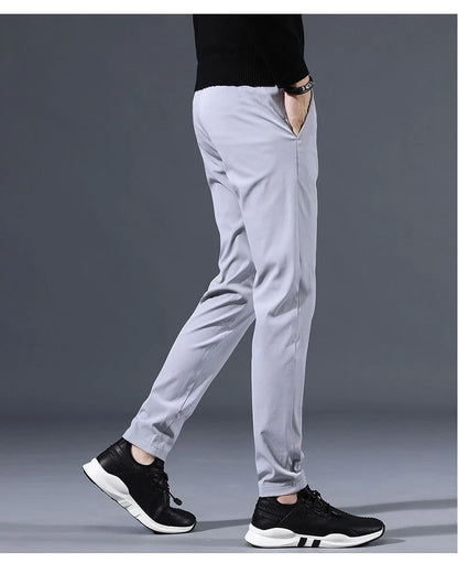 Men's Casual Fce Lined Straight Leg Pants Warm Autumn Winter Workwear Nine-Tenths Regular Fit Faion Urban Sle