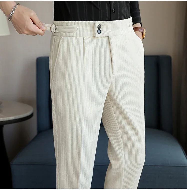 2024 New Light Luxury Chenille Neapolitan High Waist  Casual Pants for Men , Premium Feeling Slim Fit  Mens Dress Pants,pantalon