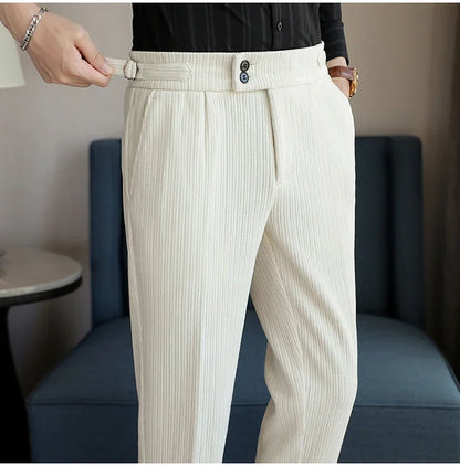 2024 New Light Luxury Chenille Neapolitan High Waist  Casual Pants for Men , Premium Feeling Slim Fit  Mens Dress Pants,pantalon