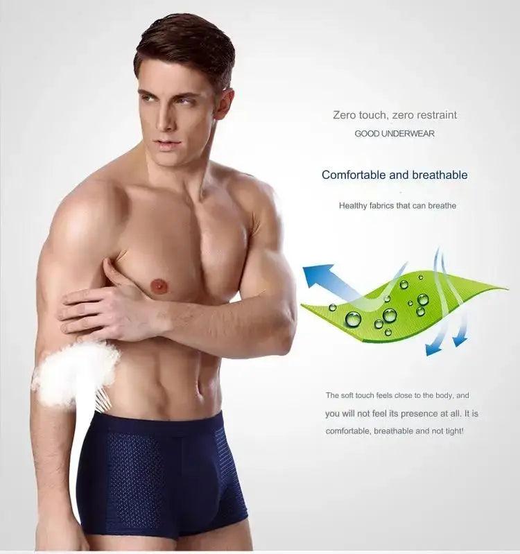 BOC-WEAR Men's Ice Silk Boxers - 4-Pack Seamless Summer Underwear - BOC-WEAR