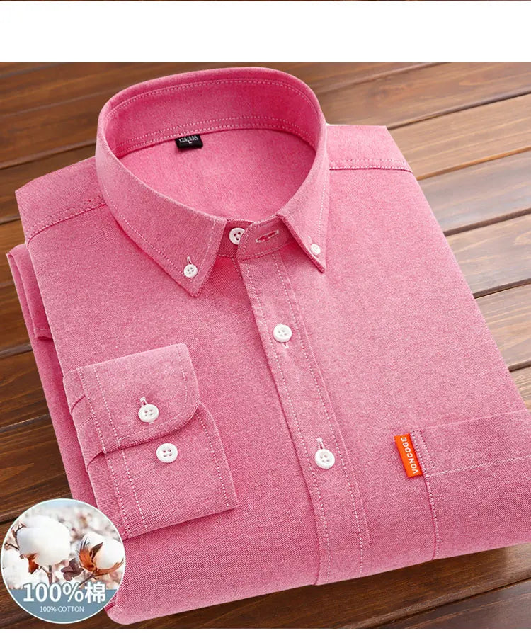 Men's shirt long sleeve 100% cotton spring/summer Oxford woven non-ironing anti-wrinkle Business casual high quality - BOC-WEAR