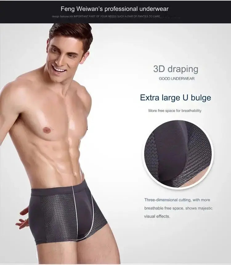 BOC-WEAR Men's Ice Silk Boxers - 4-Pack Seamless Summer Underwear - BOC-WEAR