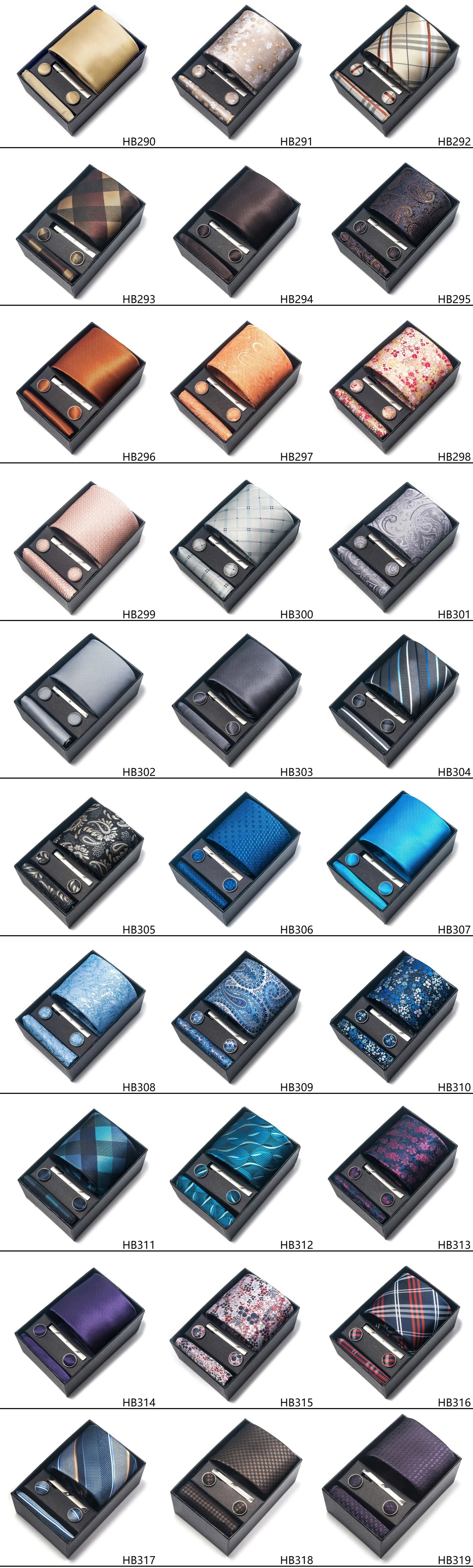 Luxury Brand 8 cm Tie Handkerchief Cufflink Clip Set For Men Wedding Gravata Suit Accessories Holiday Gift Box - BOC-WEAR