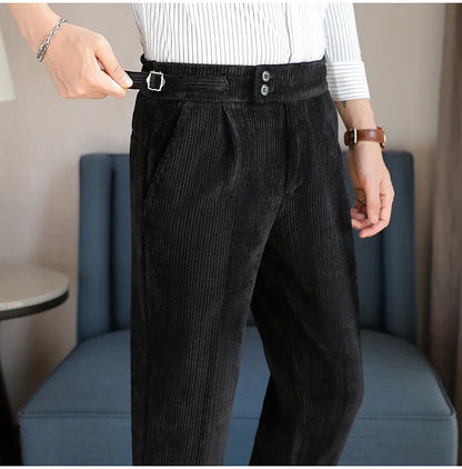 2024 New Light Luxury Chenille Neapolitan High Waist  Casual Pants for Men , Premium Feeling Slim Fit  Mens Dress Pants,pantalon