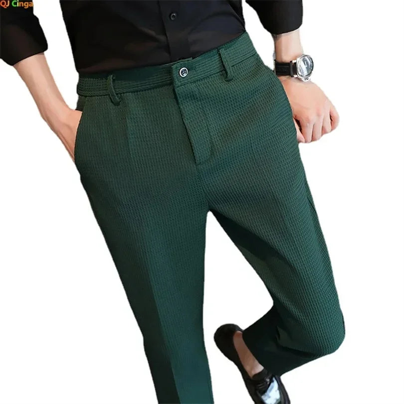 Men's Suit Pants, Fashion Slim Trousers, Korean Style Young Man Pantalones Hombre Black White Khaki Brown Pant, 2025 New