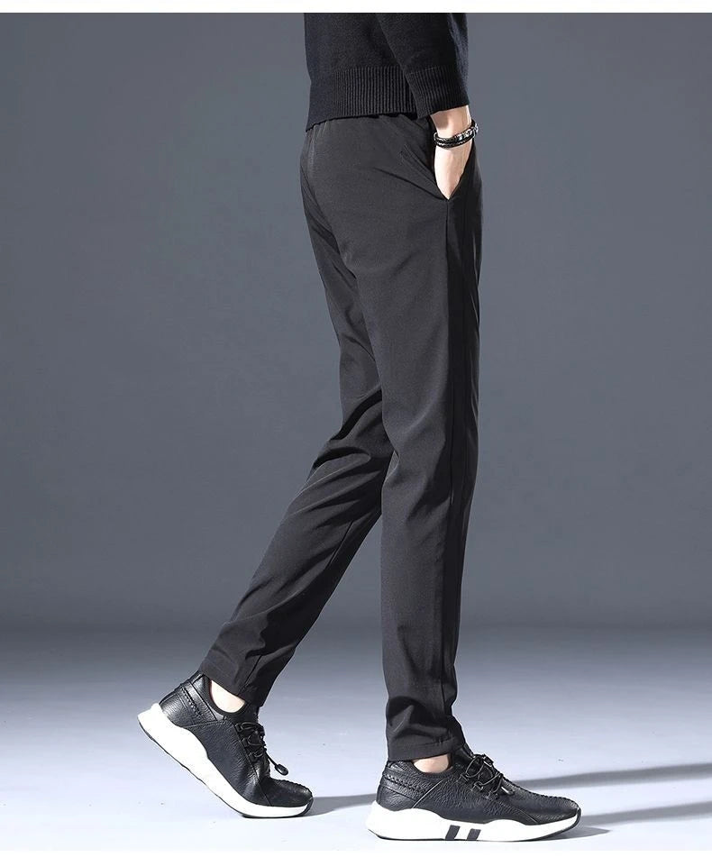 Men's Casual Fce Lined Straight Leg Pants Warm Autumn Winter Workwear Nine-Tenths Regular Fit Faion Urban Sle