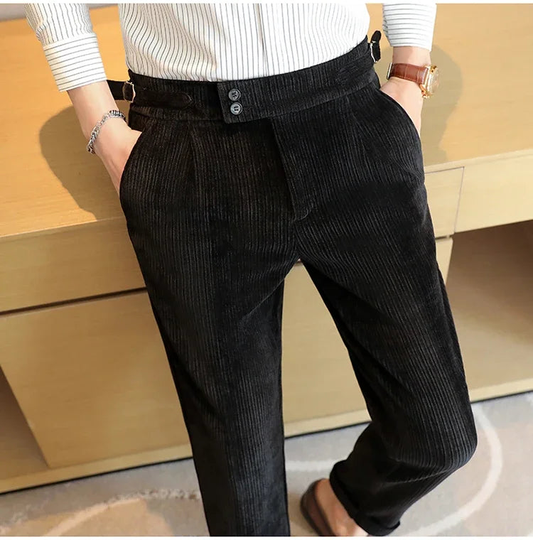 2024 New Light Luxury Chenille Neapolitan High Waist  Casual Pants for Men , Premium Feeling Slim Fit  Mens Dress Pants,pantalon