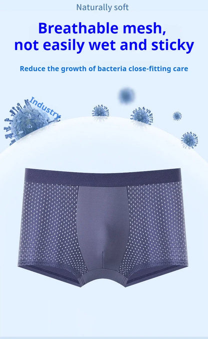 BOC-WEAR Men's Ice Silk Boxers - 4-Pack Mesh Breathable Underwear - BOC-WEAR