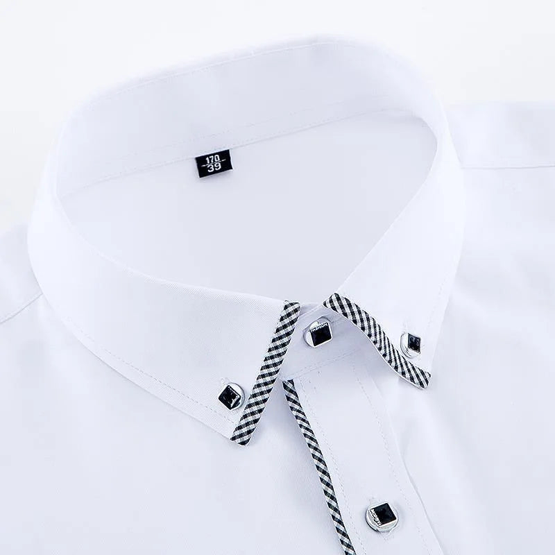 White Shirt for Men Long Sleeves Office Business Button-down Dress Shirts Casual Male Korean Fashion Slim Fit 5XL 6XL 7XL 8XL - BOC-WEAR