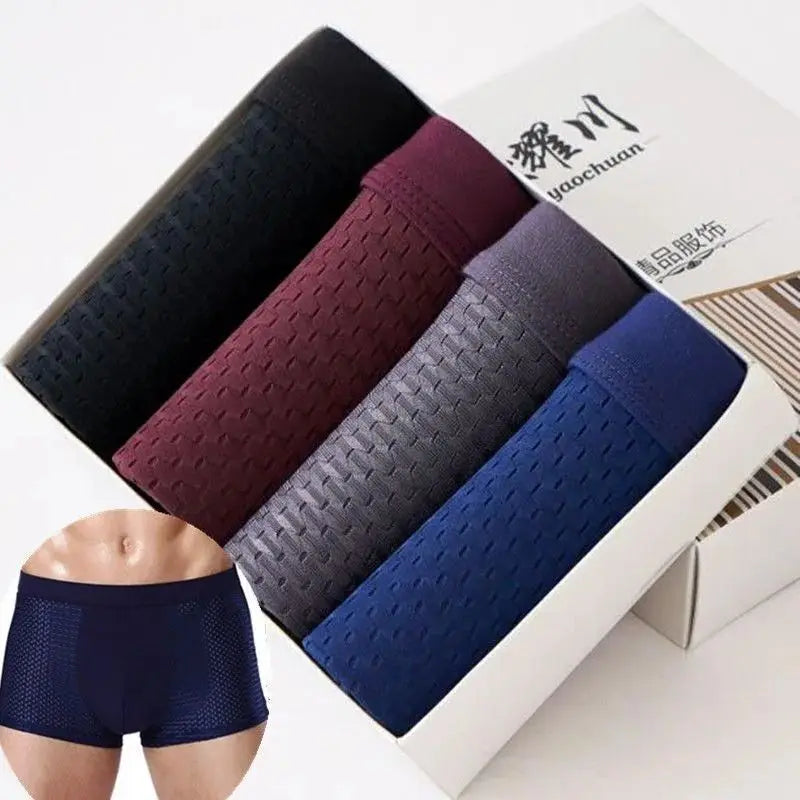 BOC-WEAR Men's Ice Silk Boxers - 4-Pack Seamless Summer Underwear - BOC-WEAR