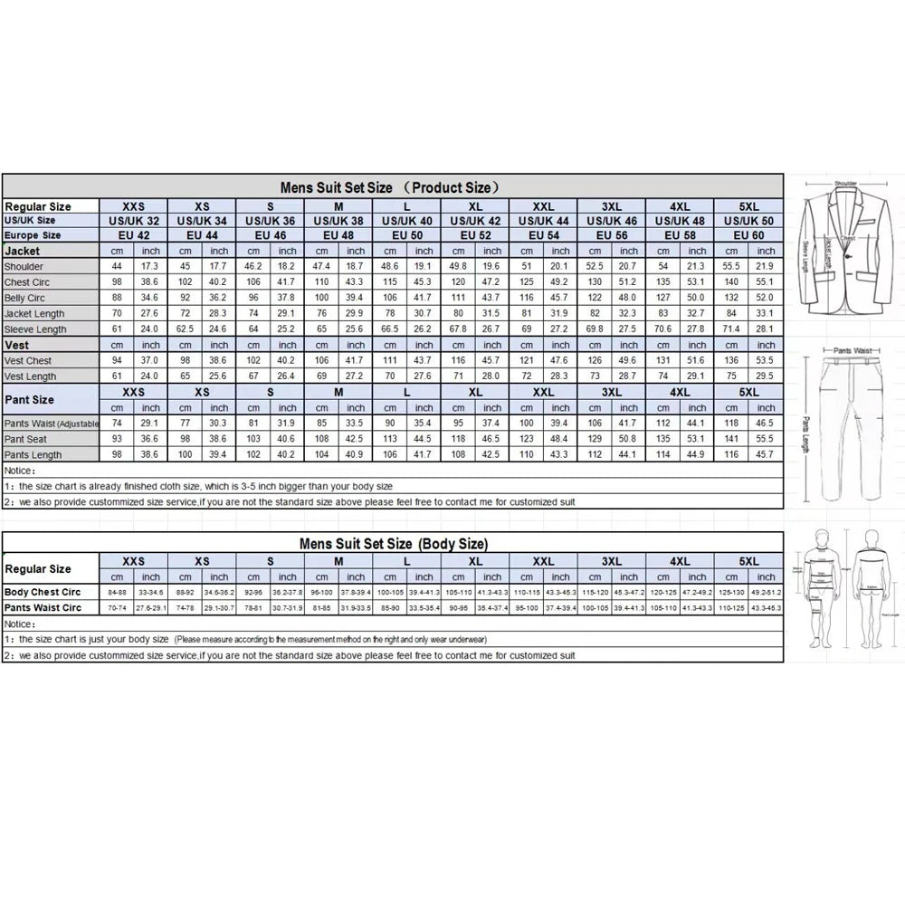 Men's Classic Dark Grey Striped 3-Piece Suit - Formal Business Wedding Groom Suit Set - BOC-WEAR