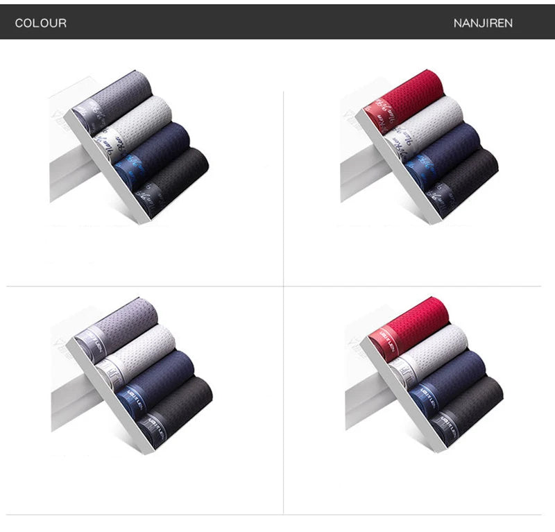 BOC-WEAR Men's Ice Silk Boxers - 4-Pack Breathable Mesh Underwear - BOC-WEAR