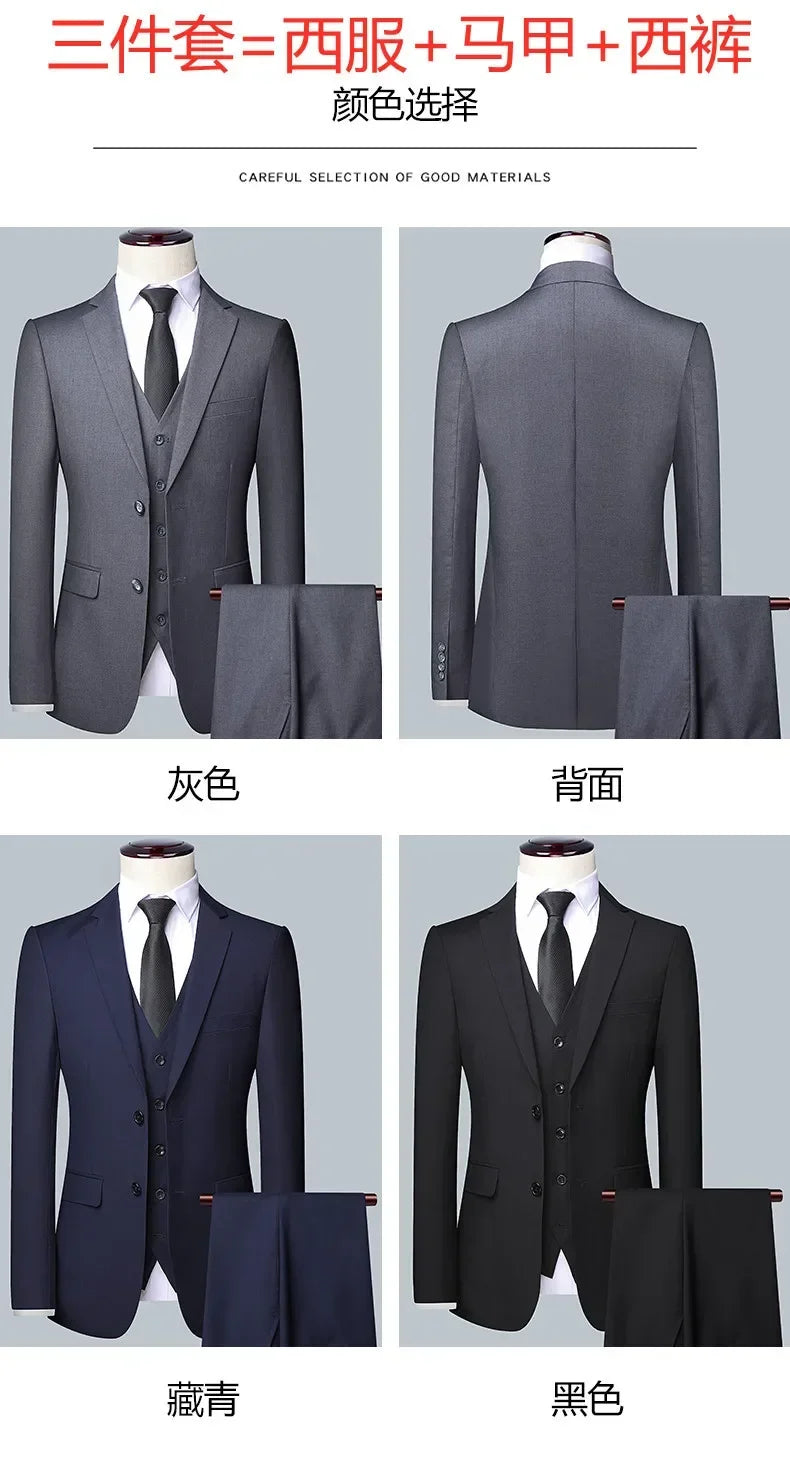 BOC-WEAR Men's 3-Piece Suit - Business Wedding Formal Set - BOC-WEAR