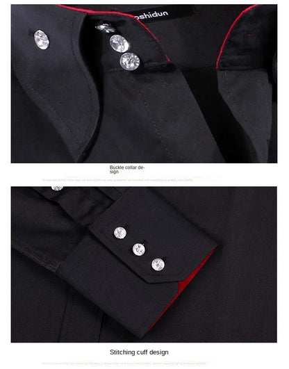 Premium Quality White Shirts for Men - Non-iron Wrinkle Resistant Dress Shirt Long Sleeve New Solid Male Clothing Black Navy - BOC-WEAR