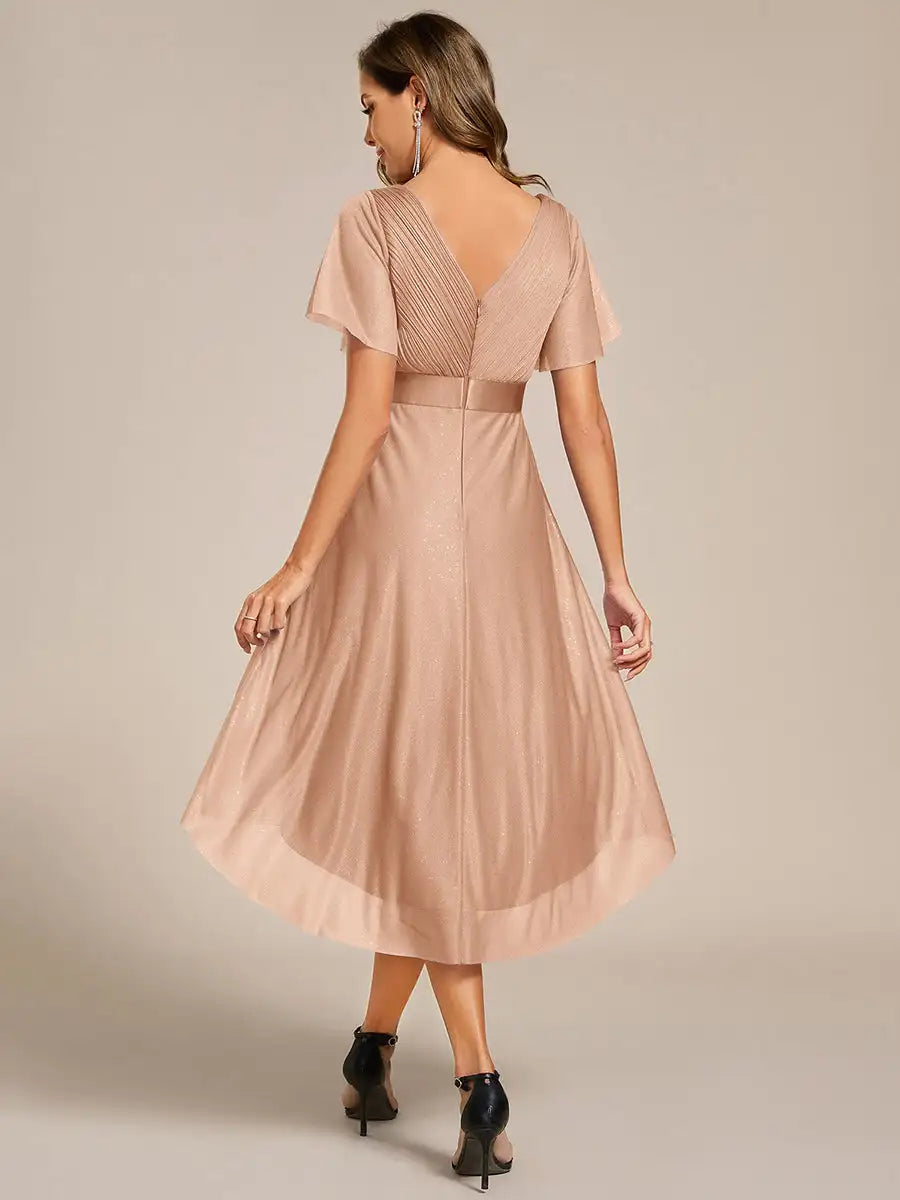 Ruffled Shimmer Wedding Guest Dress