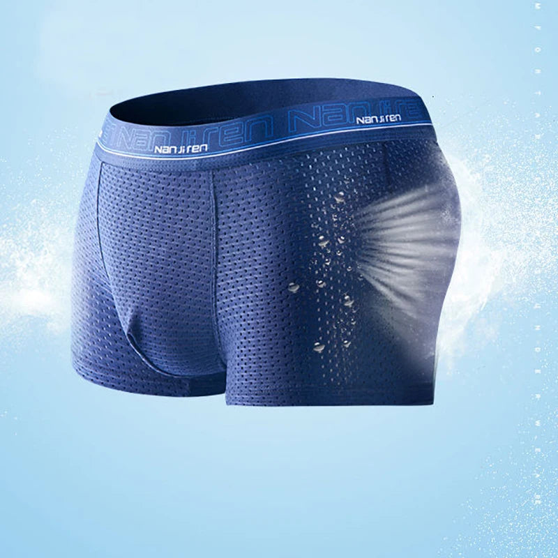 BOC-WEAR Men's Ice Silk Boxers - 4-Pack Breathable Mesh Underwear - BOC-WEAR
