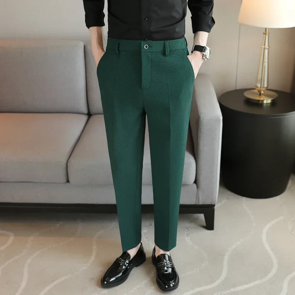 Men's Suit Pants, Fashion Slim Trousers, Korean Style Young Man Pantalones Hombre Black White Khaki Brown Pant, 2025 New