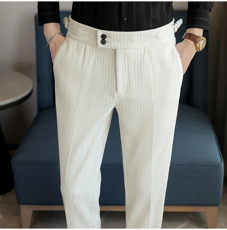 2024 New Light Luxury Chenille Neapolitan High Waist  Casual Pants for Men , Premium Feeling Slim Fit  Mens Dress Pants,pantalon