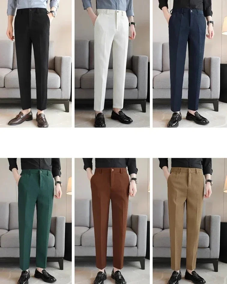 Men's Suit Pants, Fashion Slim Trousers, Korean Style Young Man Pantalones Hombre Black White Khaki Brown Pant, 2025 New