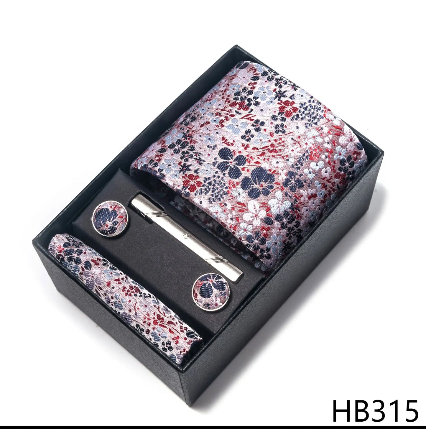 Luxury Brand 8 cm Tie Handkerchief Cufflink Clip Set For Men Wedding Gravata Suit Accessories Holiday Gift Box - BOC-WEAR