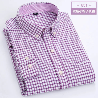 Men's long sleeve shirt Oxford woven casual non-ironing spring summer autumn slim top comfortable trend fashion with white shirt - BOC-WEAR