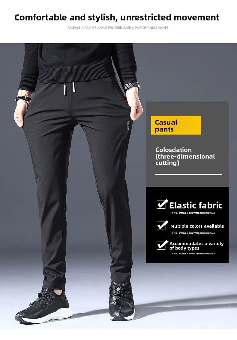 Men's Casual Fce Lined Straight Leg Pants Warm Autumn Winter Workwear Nine-Tenths Regular Fit Faion Urban Sle
