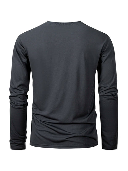 Men‘s Solid Color Long Sleeve T-shirt Fashion Cotton Men's T Shirts Simple Casual O-neck Unisex Tops Fitness Run Sports Pullover - BOC-WEAR