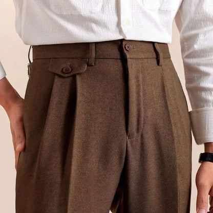 British Style High Waist Pants Warm Office-trousers Men Dress Pants Trousers 2025 Spring Men's Solid Color Suit Pant Straight