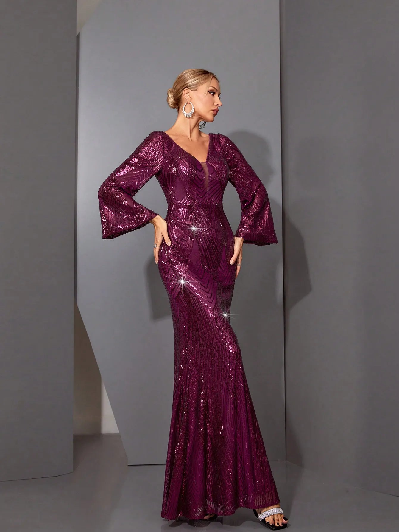 Sequin Lace Fishtail Mermaid Dress