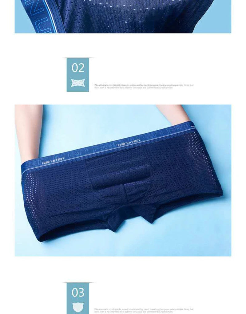 BOC-WEAR Men's Ice Silk Boxers - 4-Pack Breathable Mesh Underwear - BOC-WEAR