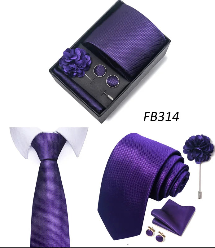 New Designer Blue Red Green Paisley Ties For Men Wedding Party Neck Tie Luxury Tie Pocket Square Cufllink Brooch Set - BOC-WEAR