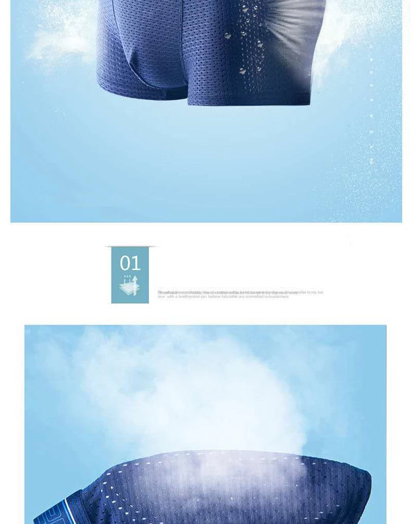 BOC-WEAR Men's Ice Silk Boxers - 4-Pack Breathable Mesh Underwear - BOC-WEAR