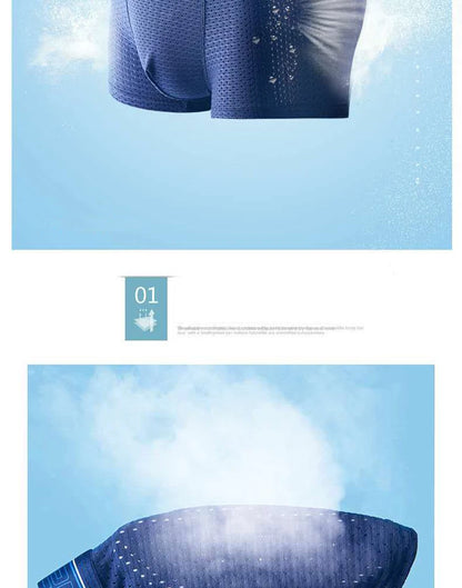 BOC-WEAR Men's Ice Silk Boxers - 4-Pack Breathable Mesh Underwear - BOC-WEAR