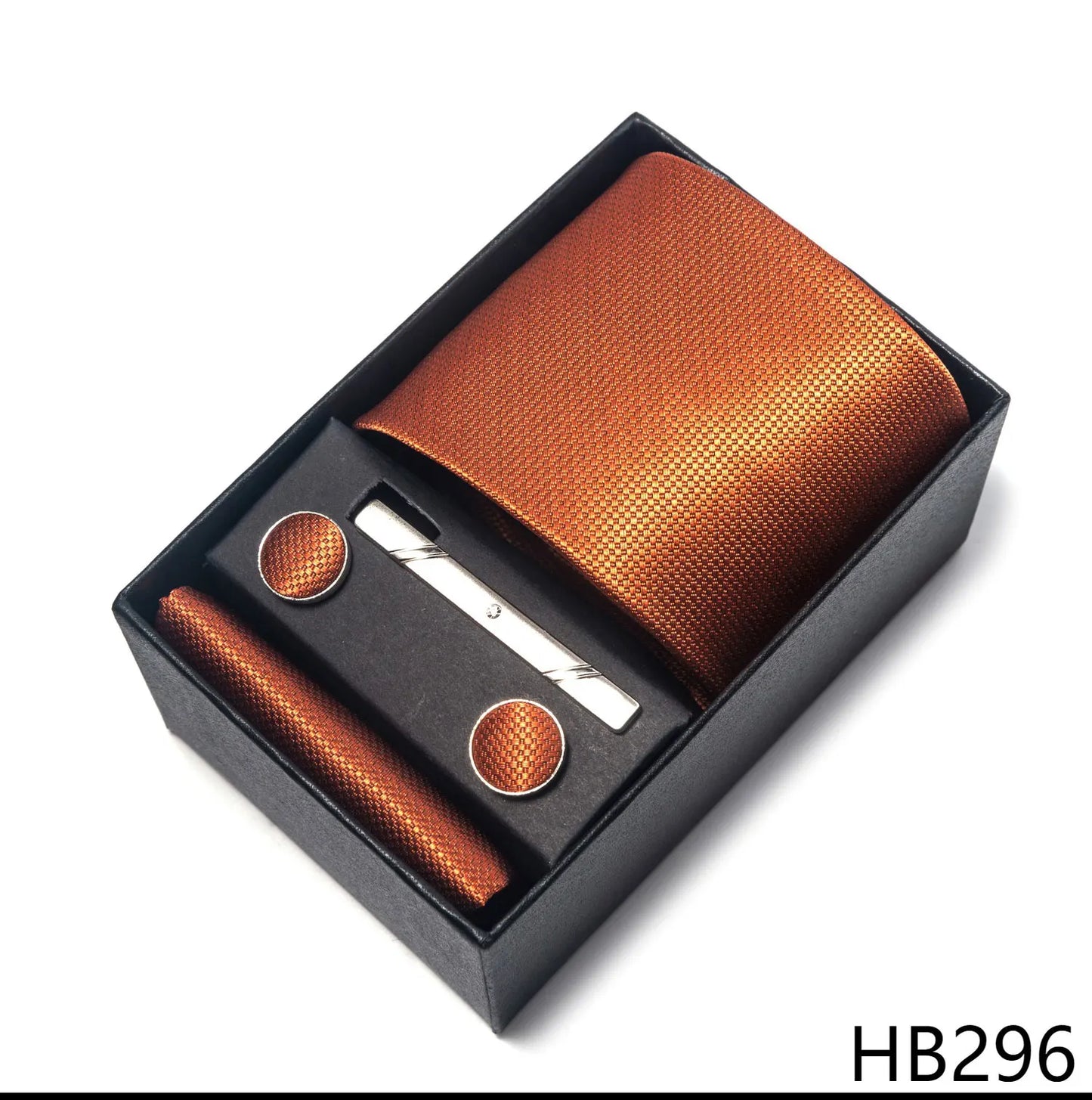 Premium Men's Tie Gift Set - 8cm Silk Necktie with Pocket Square, Cufflinks & Tie Clip - BOC-WEAR