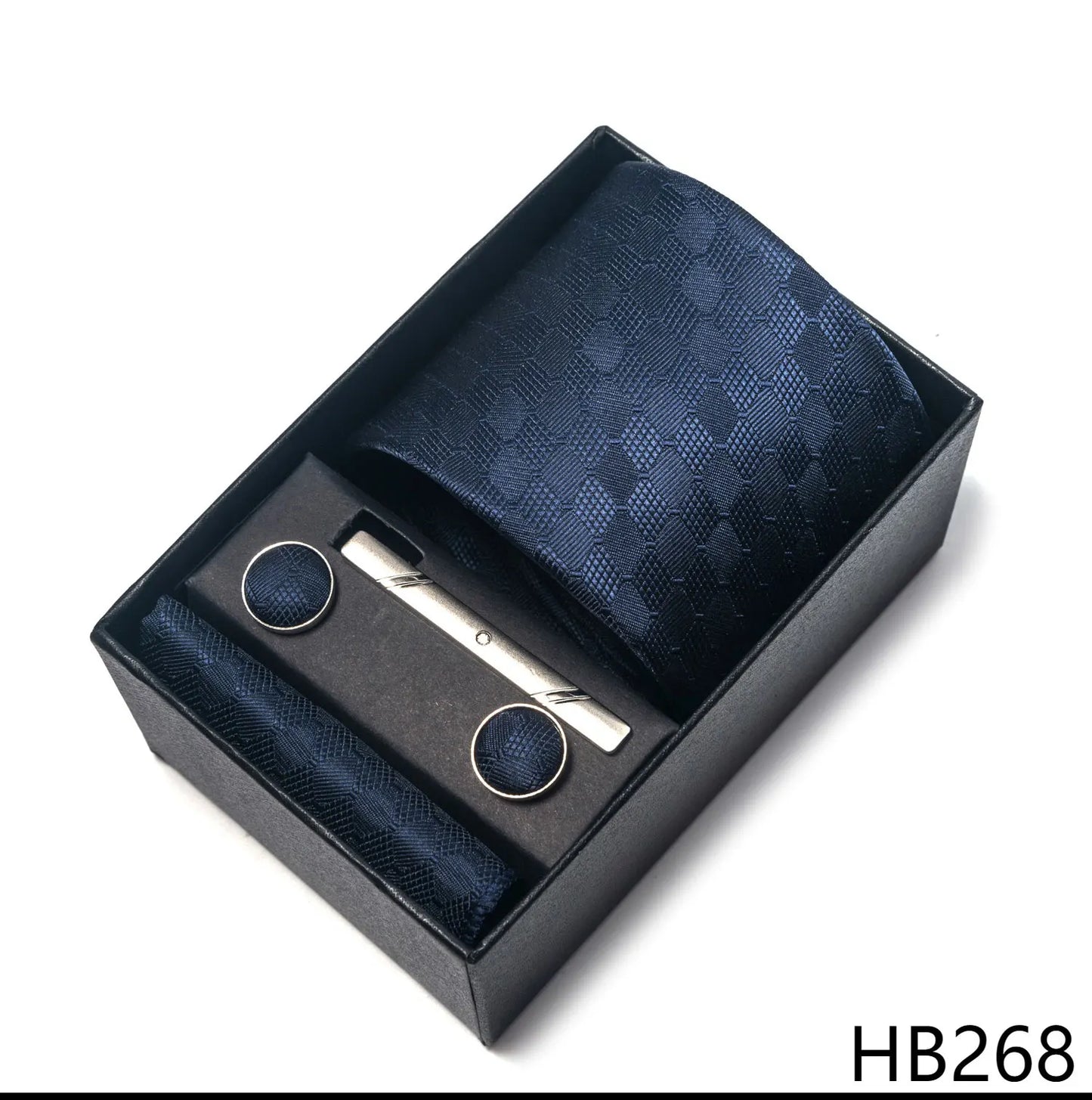 Luxury Brand 8 cm Tie Handkerchief Cufflink Clip Set For Men Wedding Gravata Suit Accessories Holiday Gift Box - BOC-WEAR