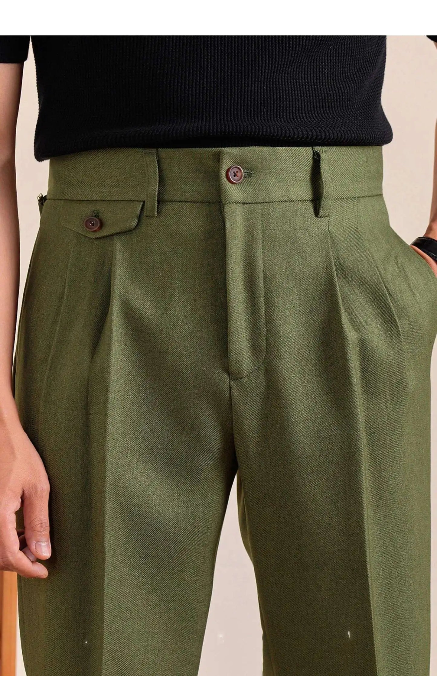 British Style High Waist Pants Warm Office-trousers Men Dress Pants Trousers 2025 Spring Men's Solid Color Suit Pant Straight