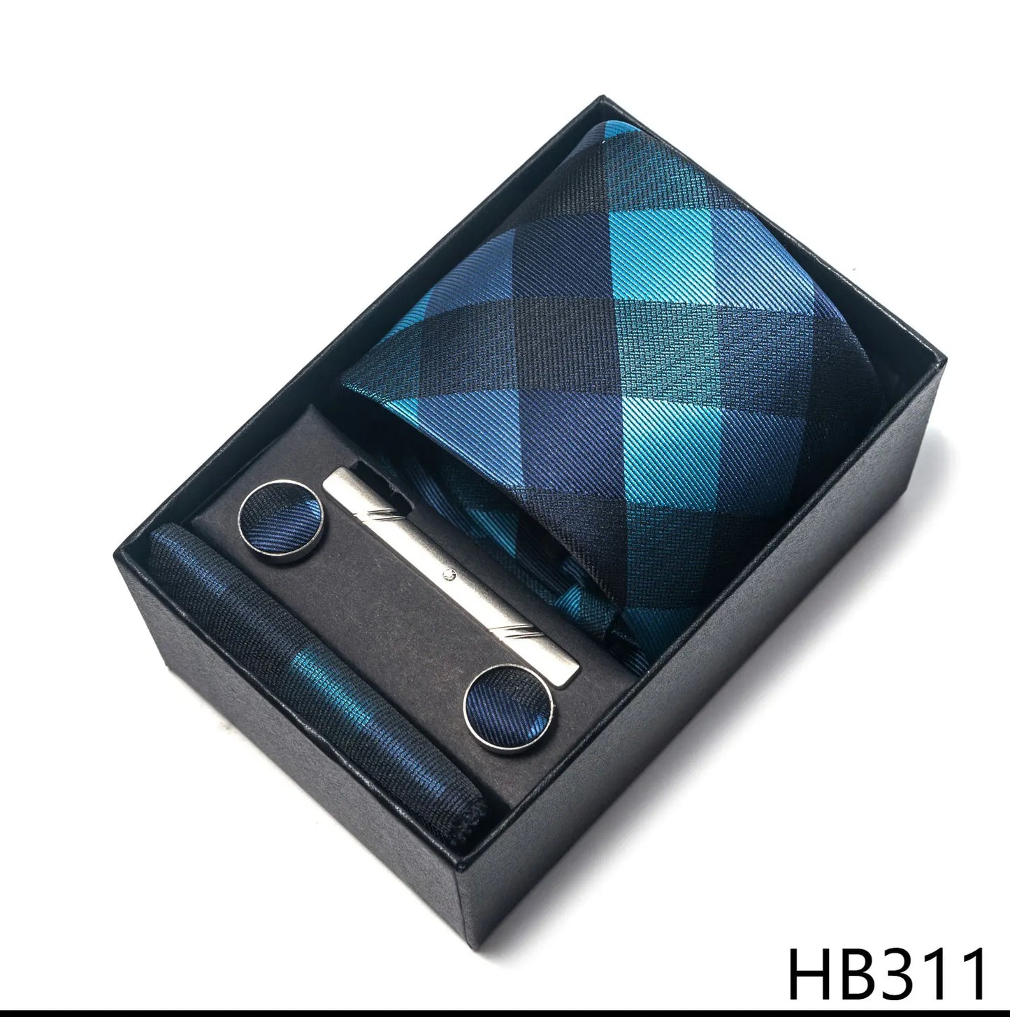 Luxury Brand 8 cm Tie Handkerchief Cufflink Clip Set For Men Wedding Gravata Suit Accessories Holiday Gift Box - BOC-WEAR