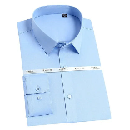 Men's white shirt long sleeved wedding business non ironing formal wear professional workwear casual wrinkle resistant shirt - BOC-WEAR