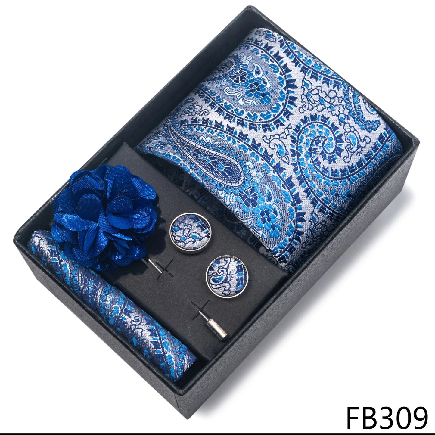 New Designer Blue Red Green Paisley Ties For Men Wedding Party Neck Tie Luxury Tie Pocket Square Cufllink Brooch Set - BOC-WEAR