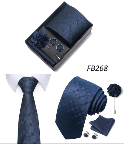 New Designer Blue Red Green Paisley Ties For Men Wedding Party Neck Tie Luxury Tie Pocket Square Cufllink Brooch Set - BOC-WEAR