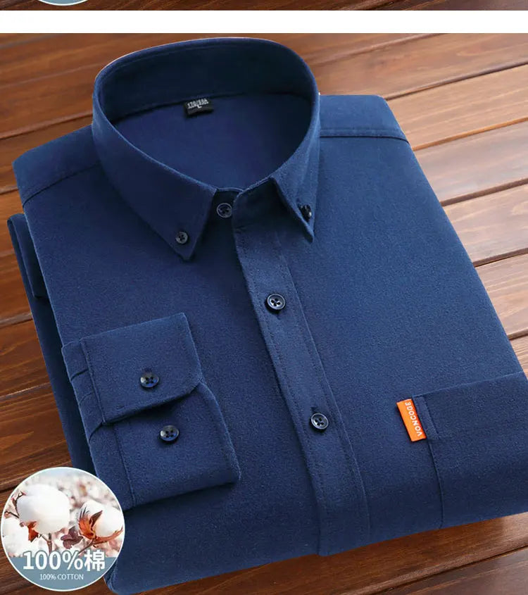 Men's shirt long sleeve 100% cotton spring/summer Oxford woven non-ironing anti-wrinkle Business casual high quality - BOC-WEAR