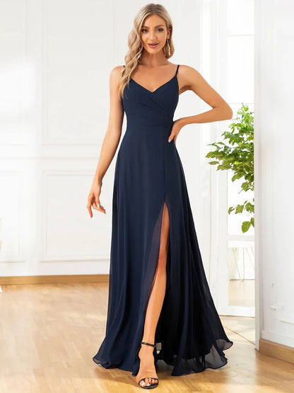 Elegant Evening dresses Long A LINE Spaghetti Strap V-Neck Floor-Length Gown 2025 Ever Pretty of Chiffon Simple Prom Women Dress