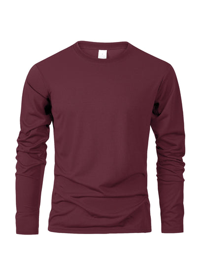 Men‘s Solid Color Long Sleeve T-shirt Fashion Cotton Men's T Shirts Simple Casual O-neck Unisex Tops Fitness Run Sports Pullover - BOC-WEAR
