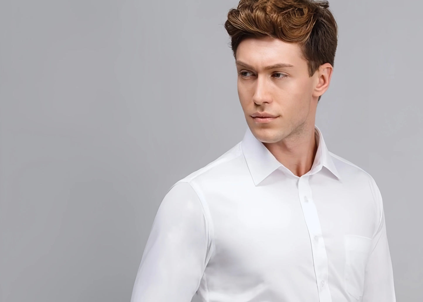 Men Shirt Long Sleeve Solid Basic Formal Dress Shirts Comfortable Business Social Standard-fit Easy-care Office White Shirt 5XL - BOC-WEAR