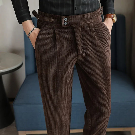 2024 New Light Luxury Chenille Neapolitan High Waist  Casual Pants for Men , Premium Feeling Slim Fit  Mens Dress Pants,pantalon