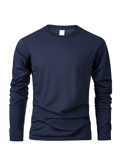 Spring Autumn Men‘s T-shirts Long Sleeve Casual Tops Solid Color High Quality Black T-Shirt Classic Men Clothing - BOC-WEAR