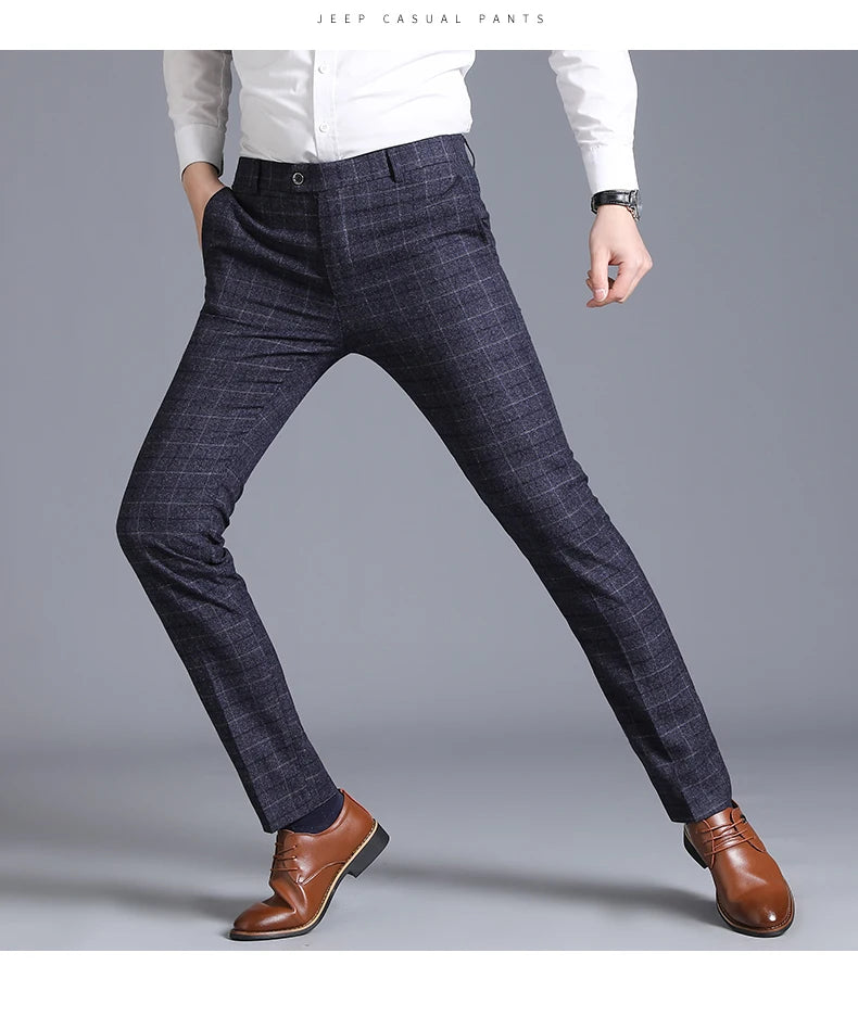Autumn New Solid Business Casual Suit Pants, Men Clothing Simple All Match Formal Wear Office Trousers, Straight Men Pants 29-38