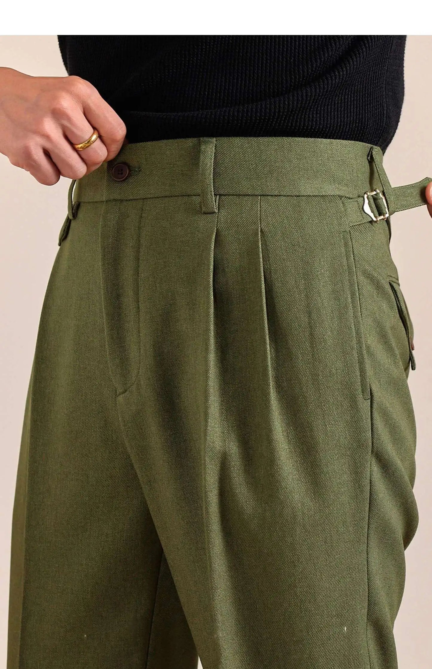 British Style High Waist Pants Warm Office-trousers Men Dress Pants Trousers 2025 Spring Men's Solid Color Suit Pant Straight